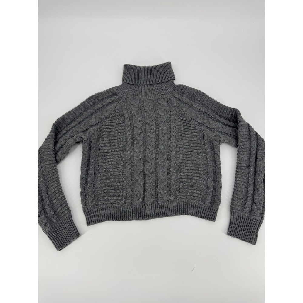 Lulus Sweater Womens XS Gray Cable Knit Turtleneck Cropped Cozy Warm Winter